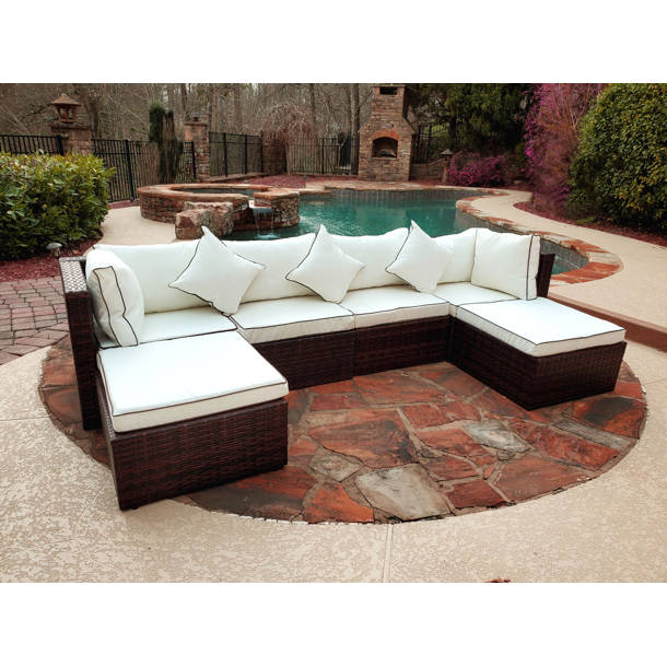 Ebern Designs Yovonda 6 Piece Rattan Sectional Seating Group with